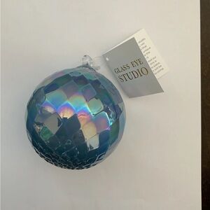 Glass Eye Studio Round Ball Ornament Blue Raspberry Diamond - NWT